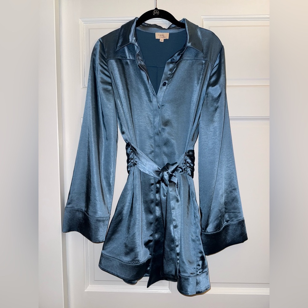 Camila Coelho Blue Satin Mini Dress - Picture 5 of 6